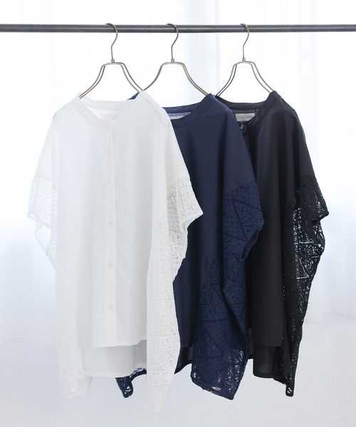 n'OrLABEL(ノアールレーベル)の「レース切替ドルマンブラウス(シャツ/ブラウス・レディース・オフホワイト/ブラック/ネイビー・FREE)」の4枚目の写真