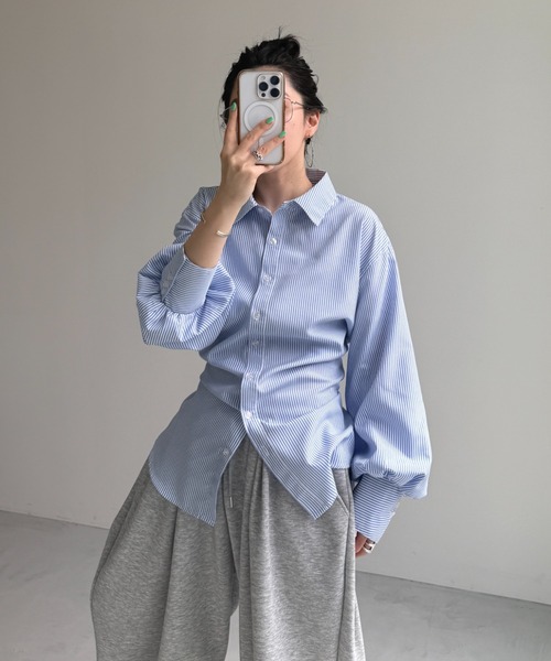 wee9s(ウィークス)の「KOSHIMAKI stripe shirt / コシマキストライプシャツ(シャツ/ブラウス・レディース・ブルー・FREE)」の17枚目の写真