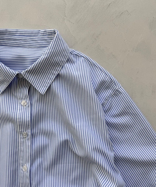 wee9s(ウィークス)の「KOSHIMAKI stripe shirt / コシマキストライプシャツ(シャツ/ブラウス・レディース・ブルー・FREE)」の6枚目の写真