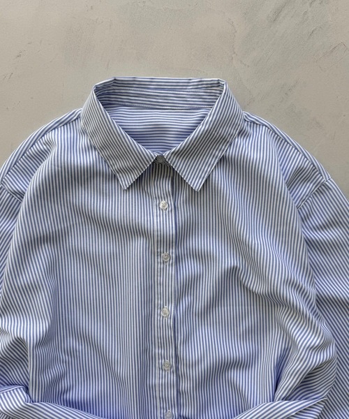 wee9s(ウィークス)の「KOSHIMAKI stripe shirt / コシマキストライプシャツ(シャツ/ブラウス・レディース・ブルー・FREE)」の5枚目の写真