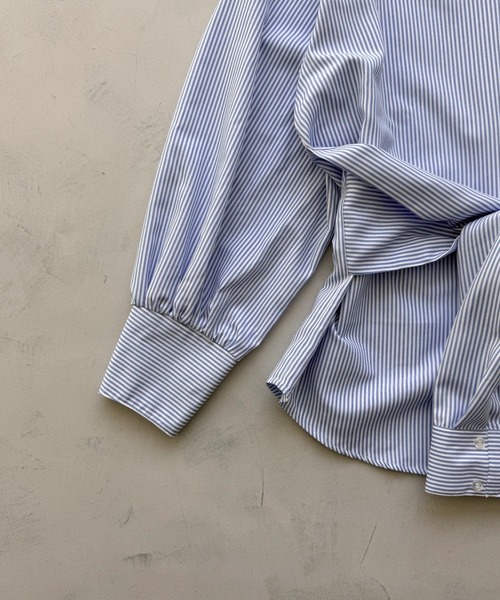 wee9s(ウィークス)の「KOSHIMAKI stripe shirt / コシマキストライプシャツ(シャツ/ブラウス・レディース・ブルー・FREE)」の7枚目の写真