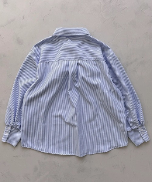 wee9s(ウィークス)の「KOSHIMAKI stripe shirt / コシマキストライプシャツ(シャツ/ブラウス・レディース・ブルー・FREE)」の4枚目の写真