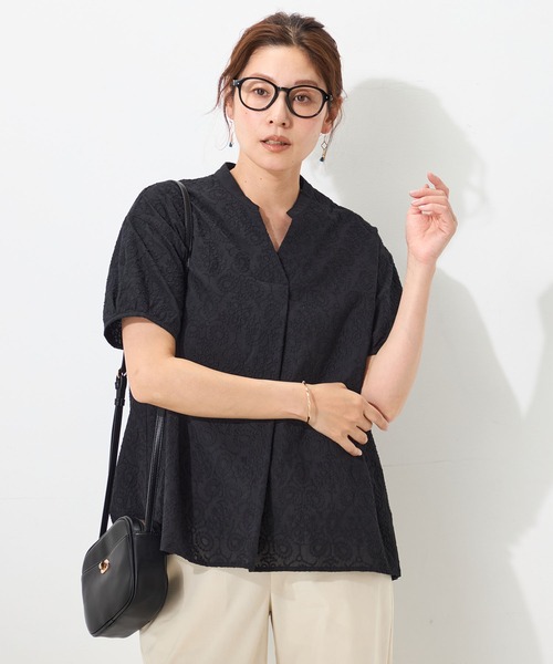 腰回りカバー】刺繍レーススキッパーブラウス（シャツ/ブラウス