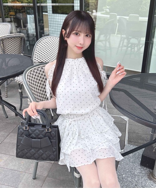 INGNI(イング)の「サッシュリボンアメスリミニワンピース(ワンピース・レディース・ホワイト系その他7/ブラック系/ホワイト系その他3・M)」の2枚目の写真