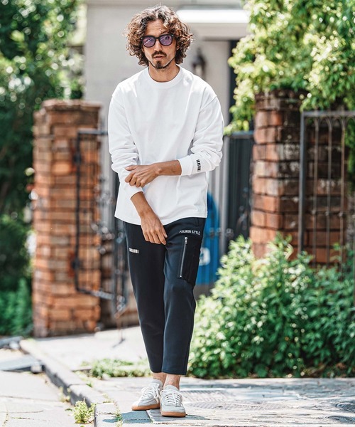 felkod(フィルコッド)の「mlt5733- Barcode Embroidery 9oz Drop Shoulder Long Sleeve Tee ロングスリーブTシャツ(F26A310)(Tシャツ/カットソー・メンズ・グレー/ホワイト×ピンク/ホワイト×ブラック/ブラック・M/L/XL)」の5枚目の写真