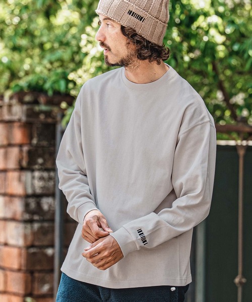 felkod(フィルコッド)の「mlt5733- Barcode Embroidery 9oz Drop Shoulder Long Sleeve Tee ロングスリーブTシャツ(F26A310)(Tシャツ/カットソー・メンズ・グレー/ホワイト×ピンク/ホワイト×ブラック/ブラック・M/L/XL)」の7枚目の写真