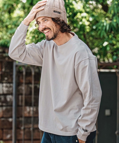 felkod(フィルコッド)の「mlt5733- Barcode Embroidery 9oz Drop Shoulder Long Sleeve Tee ロングスリーブTシャツ(F26A310)(Tシャツ/カットソー・メンズ・グレー/ホワイト×ピンク/ホワイト×ブラック/ブラック・M/L/XL)」の8枚目の写真