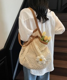ネットバッグ お花モチーフ エコバッグ ショルダーバッグ