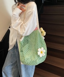 ネットバッグ  お花モチーフ  エコバッグ ショルダーバッグ
