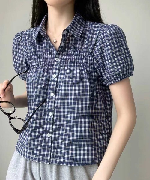 FAVORITO（ファヴォリート）の「チェック柄シャツ（シャツ/ブラウス・レディース・ブラック/ネイビー・F）」の5枚目の写真