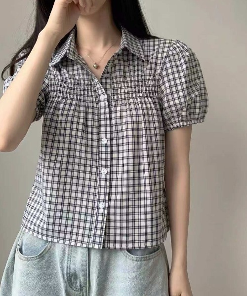 FAVORITO（ファヴォリート）の「チェック柄シャツ（シャツ/ブラウス・レディース・ブラック/ネイビー・F）」の8枚目の写真