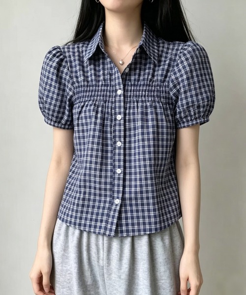 FAVORITO（ファヴォリート）の「チェック柄シャツ（シャツ/ブラウス・レディース・ブラック/ネイビー・F）」の3枚目の写真