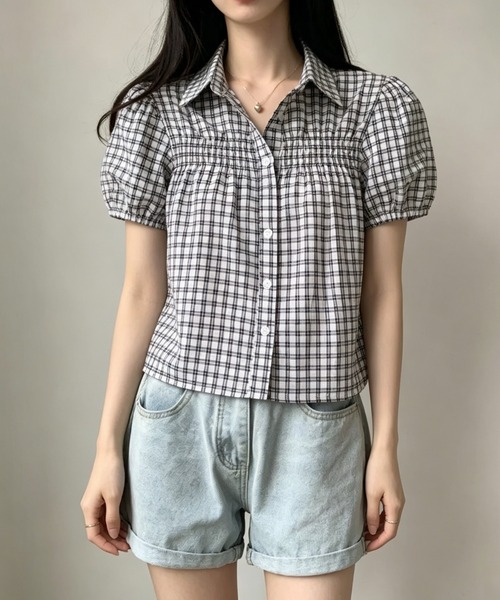FAVORITO（ファヴォリート）の「チェック柄シャツ（シャツ/ブラウス・レディース・ブラック/ネイビー・F）」の7枚目の写真
