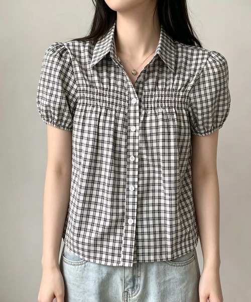 FAVORITO（ファヴォリート）の「チェック柄シャツ（シャツ/ブラウス・レディース・ブラック/ネイビー・F）」の9枚目の写真
