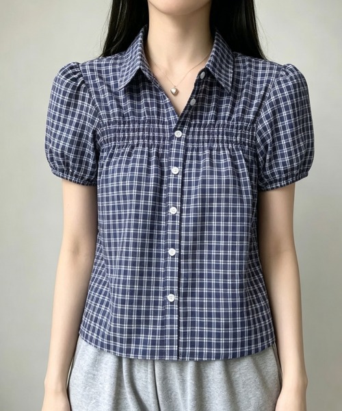FAVORITO（ファヴォリート）の「チェック柄シャツ（シャツ/ブラウス・レディース・ブラック/ネイビー・F）」の4枚目の写真