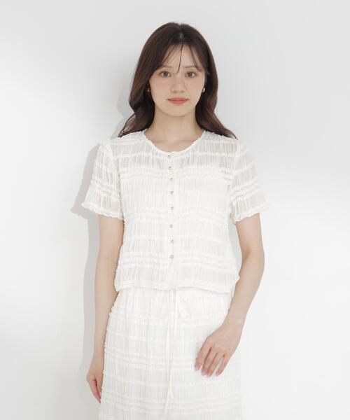PROPORTION BODY DRESSING(プロポーションボディドレッシング)の「<a>フリルシャーリングブラウス / 1216219702(シャツ/ブラウス・レディース・ホワイト系その他/ブラック・FREE)」の4枚目の写真