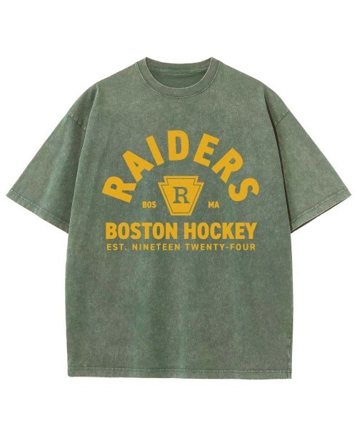 GARAGE MADE（ガレージメイド）の「レディースM～Lサイズ　ユニセックス　ピグメントプリント　BIG Tシャツ　RAIDERS（Tシャツ/カットソー・レディース・ブラック/ピンク/ブルー/グリーン/アイボリー/グレー・S）」の4枚目の写真