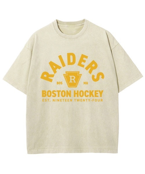 GARAGE MADE（ガレージメイド）の「レディースM～Lサイズ　ユニセックス　ピグメントプリント　BIG Tシャツ　RAIDERS（Tシャツ/カットソー・レディース・ブラック/ピンク/ブルー/グリーン/アイボリー/グレー・S）」の2枚目の写真
