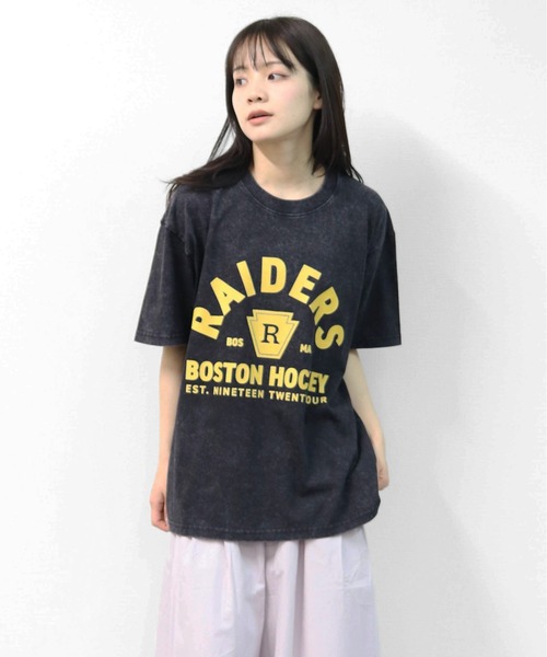 GARAGE MADE（ガレージメイド）の「レディースM～Lサイズ　ユニセックス　ピグメントプリント　BIG Tシャツ　RAIDERS（Tシャツ/カットソー・レディース・ブラック/ピンク/ブルー/グリーン/アイボリー/グレー・S）」の16枚目の写真