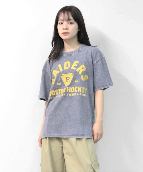 GARAGE MADE（ガレージメイド）の「レディースM～Lサイズ　ユニセックス　ピグメントプリント　BIG Tシャツ　RAIDERS（Tシャツ/カットソー・レディース・ブラック/ピンク/ブルー/グリーン/アイボリー/グレー・S）」の19枚目の写真