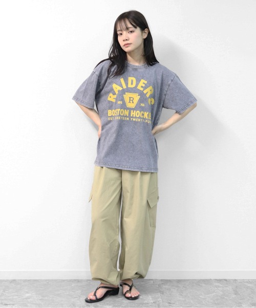 GARAGE MADE（ガレージメイド）の「レディースM～Lサイズ　ユニセックス　ピグメントプリント　BIG Tシャツ　RAIDERS（Tシャツ/カットソー・レディース・ブラック/ピンク/ブルー/グリーン/アイボリー/グレー・S）」の21枚目の写真