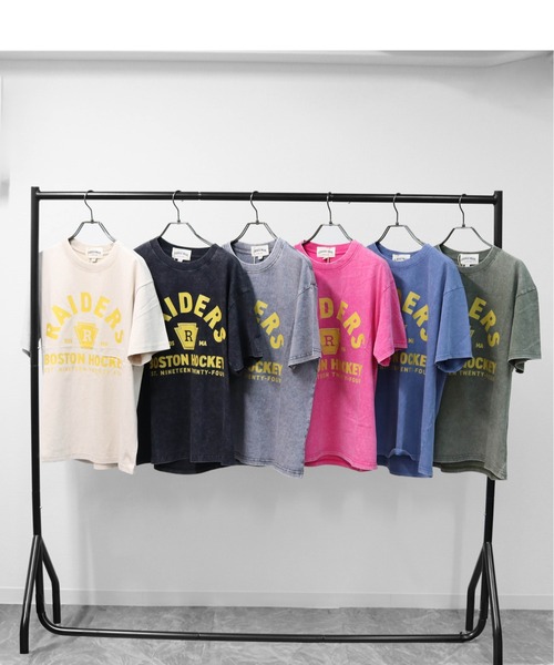 GARAGE MADE（ガレージメイド）の「レディースM～Lサイズ　ユニセックス　ピグメントプリント　BIG Tシャツ　RAIDERS（Tシャツ/カットソー・レディース・ブラック/ピンク/ブルー/グリーン/アイボリー/グレー・S）」の9枚目の写真