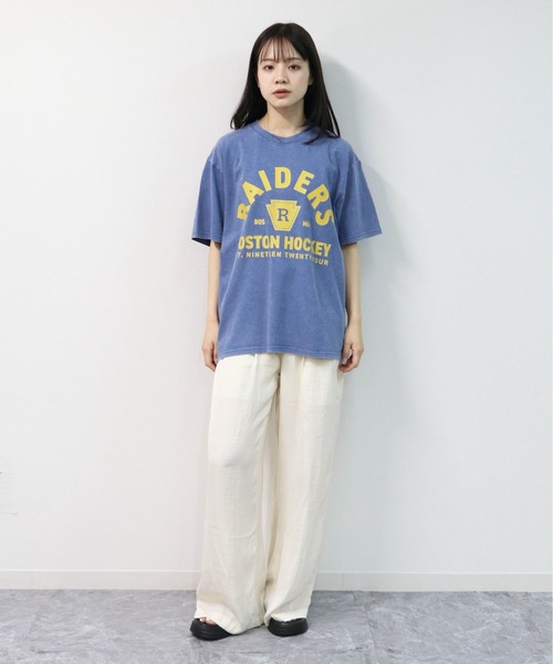 GARAGE MADE（ガレージメイド）の「レディースM～Lサイズ　ユニセックス　ピグメントプリント　BIG Tシャツ　RAIDERS（Tシャツ/カットソー・レディース・ブラック/ピンク/ブルー/グリーン/アイボリー/グレー・S）」の15枚目の写真