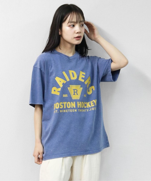 GARAGE MADE（ガレージメイド）の「レディースM～Lサイズ　ユニセックス　ピグメントプリント　BIG Tシャツ　RAIDERS（Tシャツ/カットソー・レディース・ブラック/ピンク/ブルー/グリーン/アイボリー/グレー・S）」の13枚目の写真
