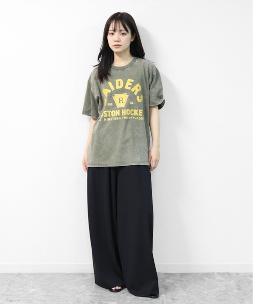GARAGE MADE（ガレージメイド）の「レディースM～Lサイズ　ユニセックス　ピグメントプリント　BIG Tシャツ　RAIDERS（Tシャツ/カットソー・レディース・ブラック/ピンク/ブルー/グリーン/アイボリー/グレー・S）」の12枚目の写真