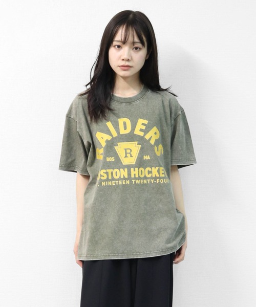 GARAGE MADE（ガレージメイド）の「レディースM～Lサイズ　ユニセックス　ピグメントプリント　BIG Tシャツ　RAIDERS（Tシャツ/カットソー・レディース・ブラック/ピンク/ブルー/グリーン/アイボリー/グレー・S）」の11枚目の写真