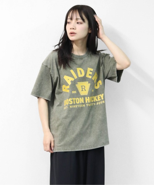 GARAGE MADE（ガレージメイド）の「レディースM～Lサイズ　ユニセックス　ピグメントプリント　BIG Tシャツ　RAIDERS（Tシャツ/カットソー・レディース・ブラック/ピンク/ブルー/グリーン/アイボリー/グレー・S）」の10枚目の写真