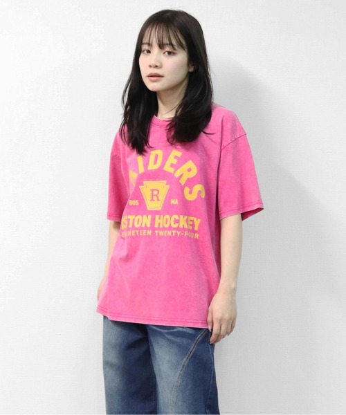 GARAGE MADE（ガレージメイド）の「レディースM～Lサイズ　ユニセックス　ピグメントプリント　BIG Tシャツ　RAIDERS（Tシャツ/カットソー・レディース・ブラック/ピンク/ブルー/グリーン/アイボリー/グレー・S）」の7枚目の写真