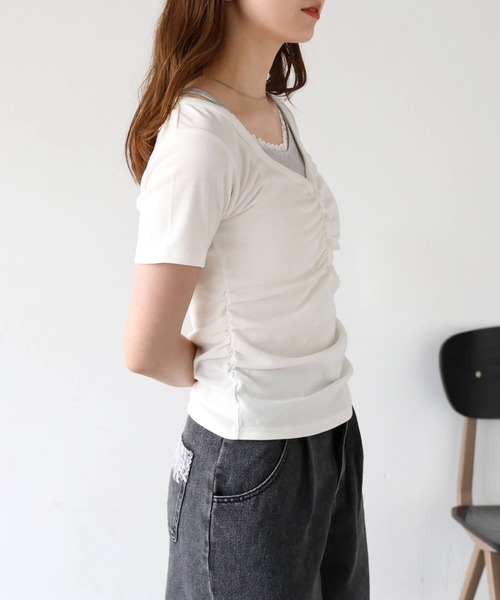 tiptop(ティップトップ)の「テレコレイヤードヘンリープルオーバー(Tシャツ/カットソー・レディース・グレー系その他/ブラック/オフホワイト/ブラウン・FREE)」の12枚目の写真