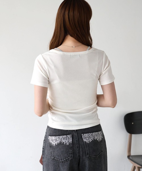 tiptop(ティップトップ)の「テレコレイヤードヘンリープルオーバー(Tシャツ/カットソー・レディース・グレー系その他/ブラック/オフホワイト/ブラウン・FREE)」の13枚目の写真