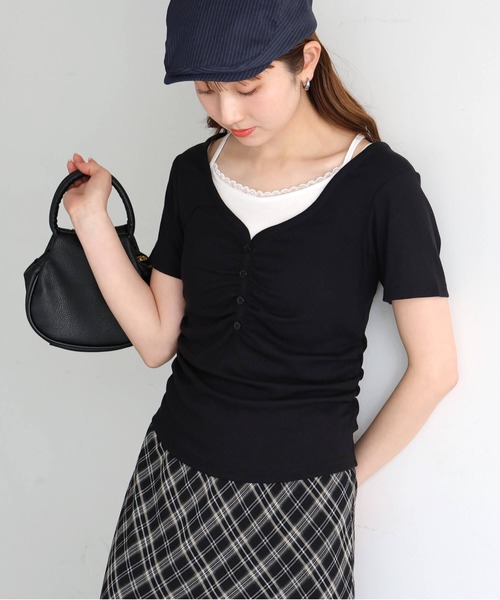 tiptop(ティップトップ)の「テレコレイヤードヘンリープルオーバー(Tシャツ/カットソー・レディース・グレー系その他/ブラック/オフホワイト/ブラウン・FREE)」の19枚目の写真