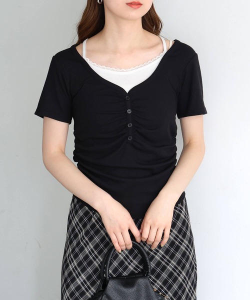 tiptop(ティップトップ)の「テレコレイヤードヘンリープルオーバー(Tシャツ/カットソー・レディース・グレー系その他/ブラック/オフホワイト/ブラウン・FREE)」の21枚目の写真