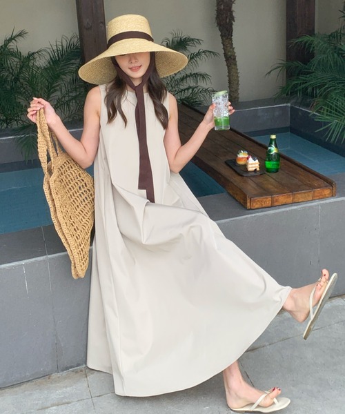 BIRTHDAY BASH（バースデイバッシュ）の「【撥水加工】A LINE COLOR DRESS（Aラインカラードレス）（ワンピース・レディース・ベージュ・SHORT/LONG）」の9枚目の写真