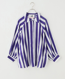 【Mii / ミイ】 BLOCK PRINTED MULTICOLOR STRIPE SHIR