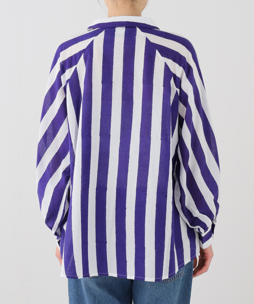 mii（ミー）の「【Mii / ミイ】 BLOCK PRINTED MULTICOLOR STRIPE SHIR（シャツ/ブラウス・レディース・ネイビー・FREE）」の10枚目の写真