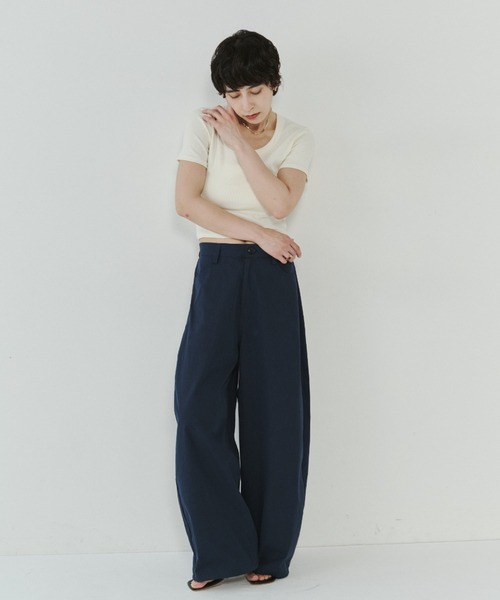 VION(ヴィオン)の「カーブシルエットチノパンツ / Curve Silhouette Chino pants(デニムパンツ・レディース・ネイビー/ベージュ・S/M/ST/MT)」の10枚目の写真