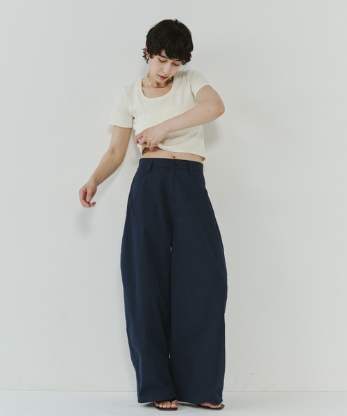 VION(ヴィオン)の「カーブシルエットチノパンツ / Curve Silhouette Chino pants(デニムパンツ・レディース・ネイビー/ベージュ・S/M/ST/MT)」の11枚目の写真