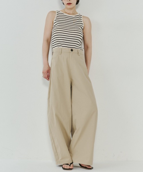 VION(ヴィオン)の「カーブシルエットチノパンツ / Curve Silhouette Chino pants(デニムパンツ・レディース・ネイビー/ベージュ・S/M/ST/MT)」の14枚目の写真