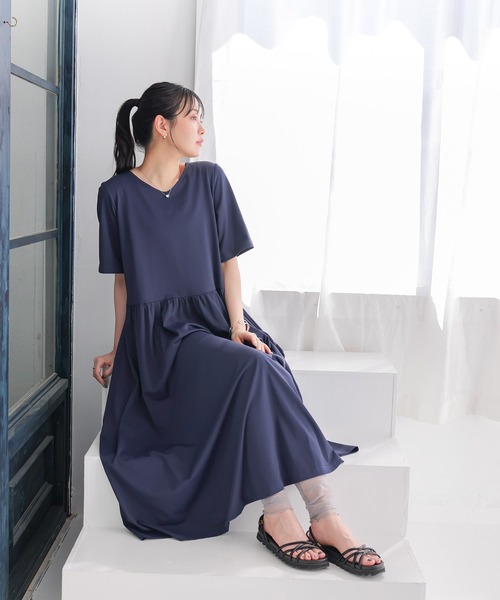 n'OrLABEL（ノアールレーベル）の「【汗じみ防止・吸水速乾・UVカット・遮熱効果】多機能バックデザインワンピース（ワンピース・レディース・グリーン/チャコール/ネイビー・1/2）」の20枚目の写真