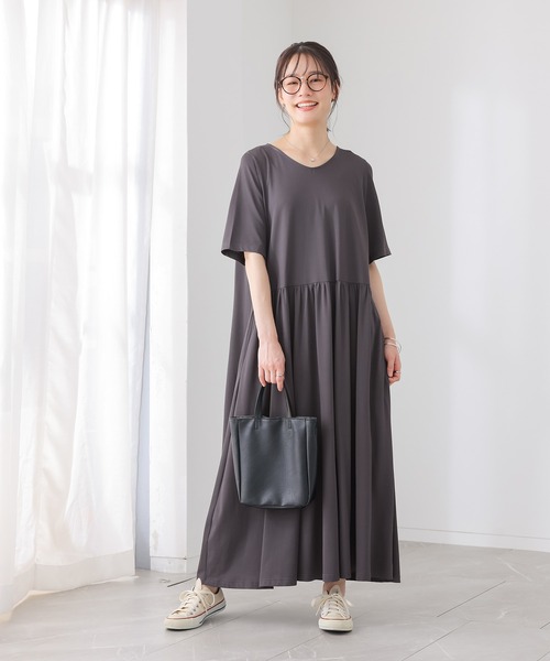 n'OrLABEL（ノアールレーベル）の「【汗じみ防止・吸水速乾・UVカット・遮熱効果】多機能バックデザインワンピース（ワンピース・レディース・グリーン/チャコール/ネイビー・1/2）」の22枚目の写真