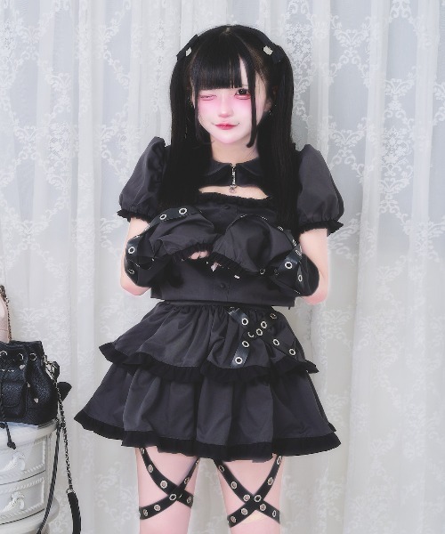 nyanMe(ニャンミー)の「くろすいっぱいせっとあっぷ(セットアップ・レディース・ブラック/チャコール・FREE)」の3枚目の写真