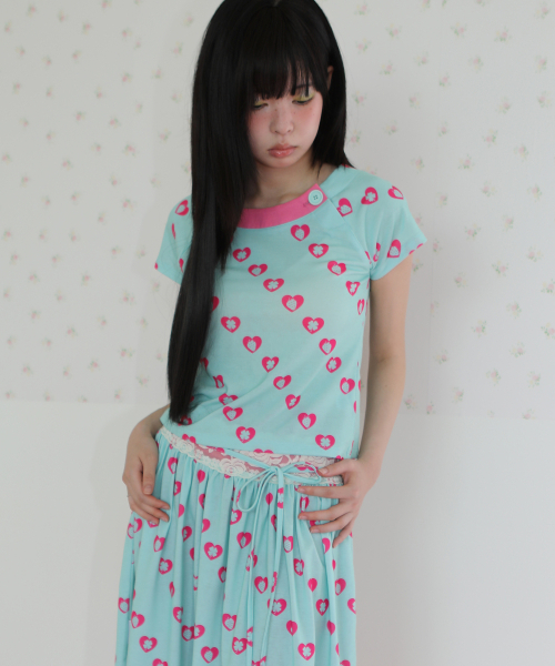 NOFFICIALNOFFICE(ノフィシャルノフィス)の「ハートベリーボタントップ ミント(Tシャツ/カットソー・レディース・その他・FREE)」の3枚目の写真