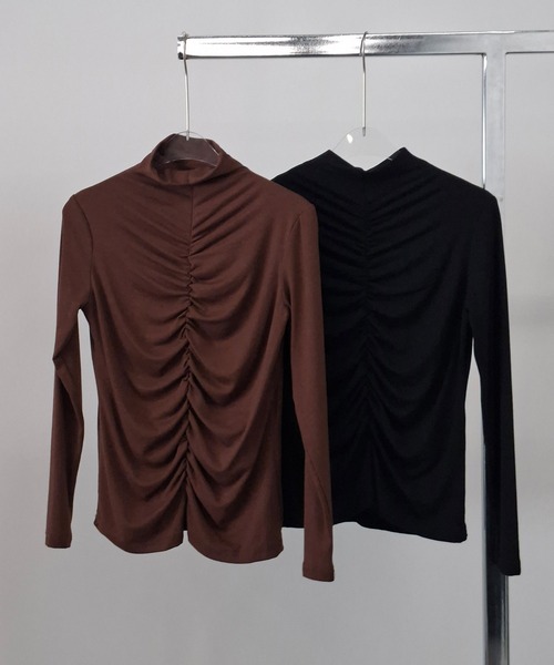 chuclla(チュクラ)の「2wayバックシャーリングハイネックトップス chw26a049(Tシャツ/カットソー・レディース・ブラック/ブラウン・FREE)」の3枚目の写真
