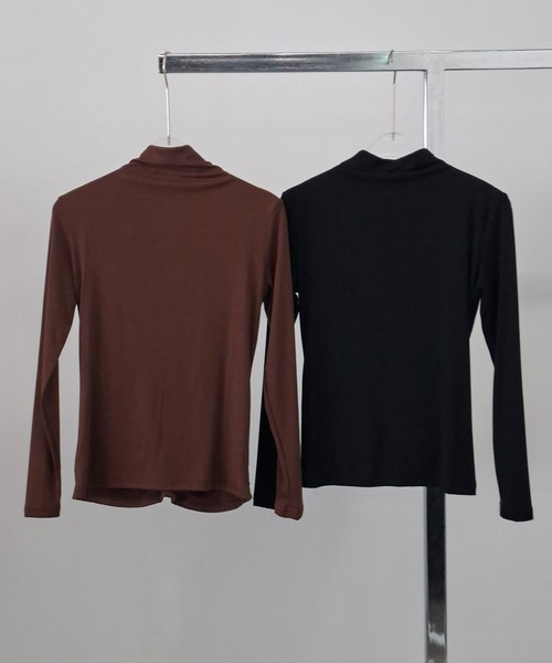 chuclla(チュクラ)の「2wayバックシャーリングハイネックトップス chw26a049(Tシャツ/カットソー・レディース・ブラック/ブラウン・FREE)」の4枚目の写真