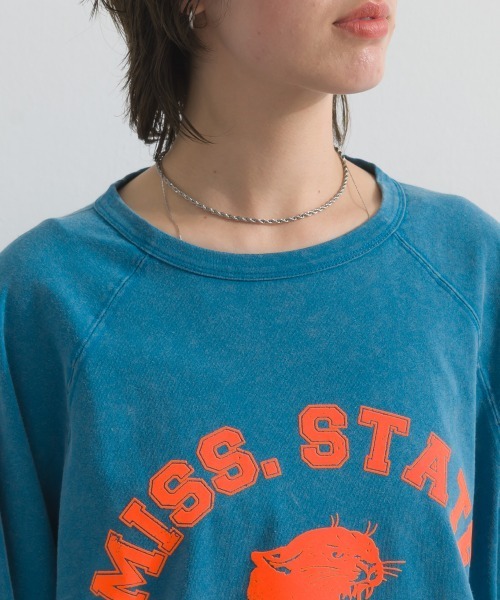 enhaut(アンオート)の「ピグメント加工天竺 パンサー フロッキー プリント ラグラン 裾ドロスト Tシャツ 半袖(Tシャツ/カットソー・レディース・チャコールグレー/ブルー/レッド/グリーン/ブラウン・FREE)」の22枚目の写真