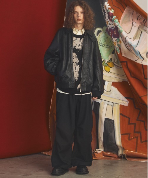MAISON SPECIAL(メゾンスペシャル)の「《UNISEX》Grain Leather Prime-Over Single Raglan Ribbed Blouson/グレインレザープライムオーバーシングルラグランリブブルゾン 【MAISON SPECIAL/メゾンスペシャル】(ブルゾン・メンズ・ブラウン/ブラック・2/1/0)」の3枚目の写真